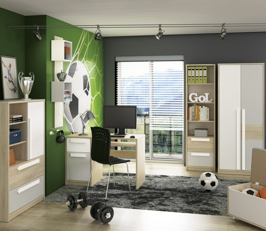 PONGO Komoda buk/biały/jasny szary - zdjęcie 4