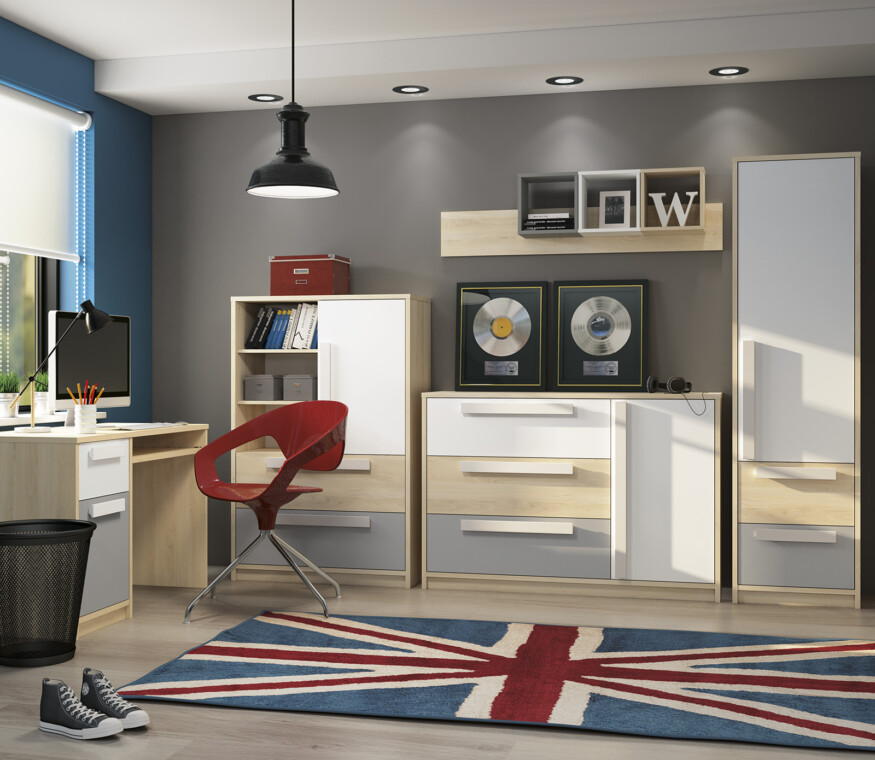 PONGO Komoda buk/biały/ciemny szary - zdjęcie 4