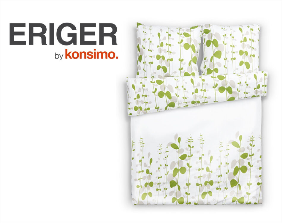 ERIGER Komplet pościeli biały/zielony - zdjęcie 5