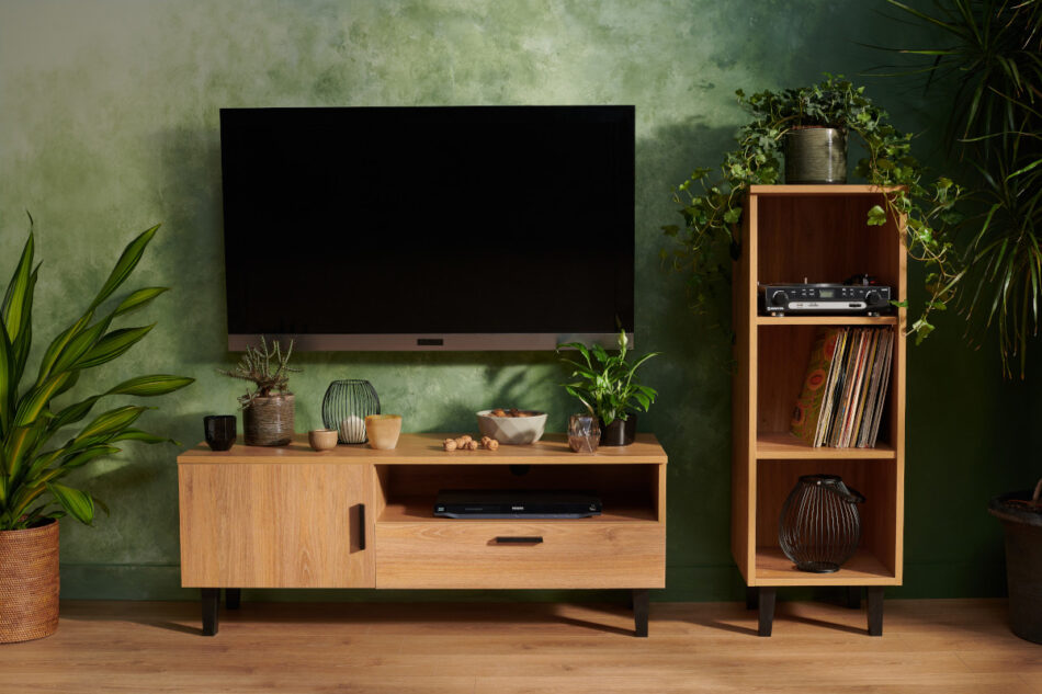 FRISK Stolik kawowy skandynawski z szufladą dąb naturalny/antracyt - zdjęcie 1