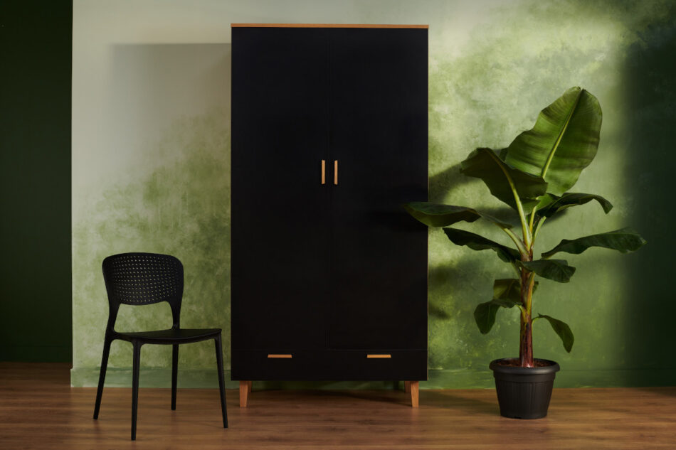 FRISK Szafa czarna skandynawska antracyt/dąb naturalny - zdjęcie 8