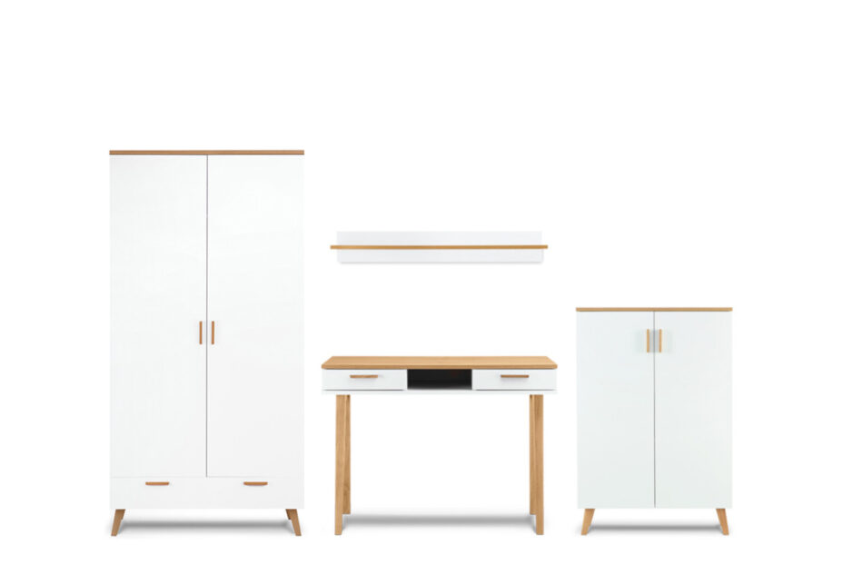 FRISK Meble skandynawskie białe do salonu biały/dąb naturalny - zdjęcie 0