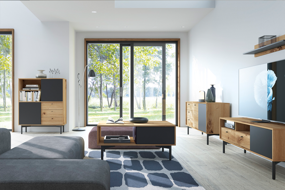 HAGIA Półka dąb/czarny - zdjęcie 3