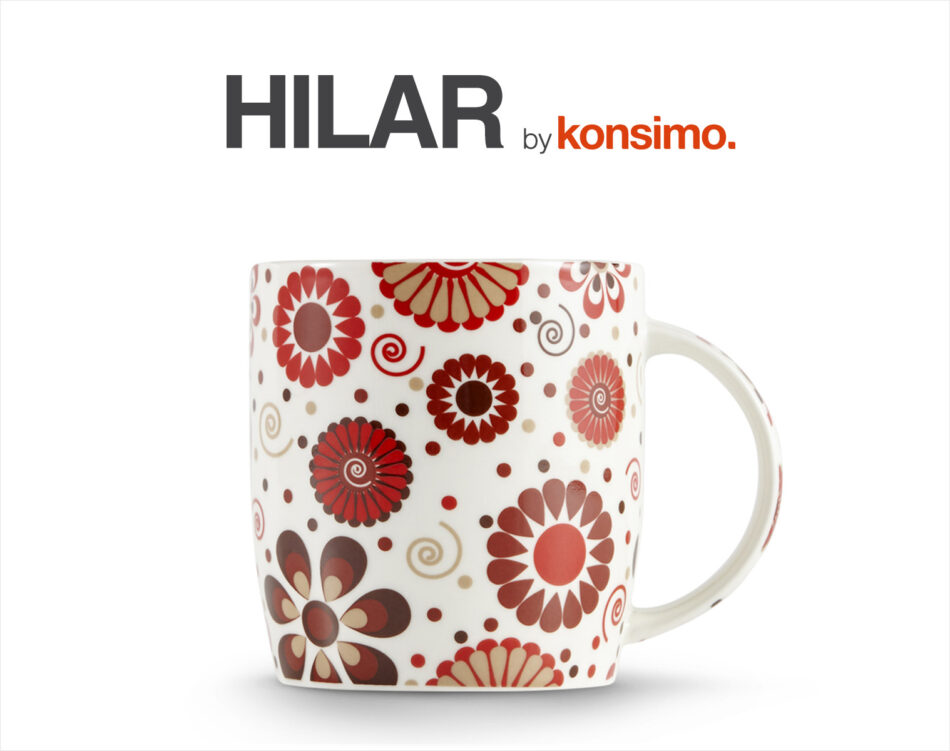 HILAR Kubek biały/czerwony/brązowy - zdjęcie 3