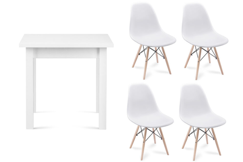 NEREA, HOSPE Zestaw krzesła 4 szt. + stół biały - zdjęcie 0