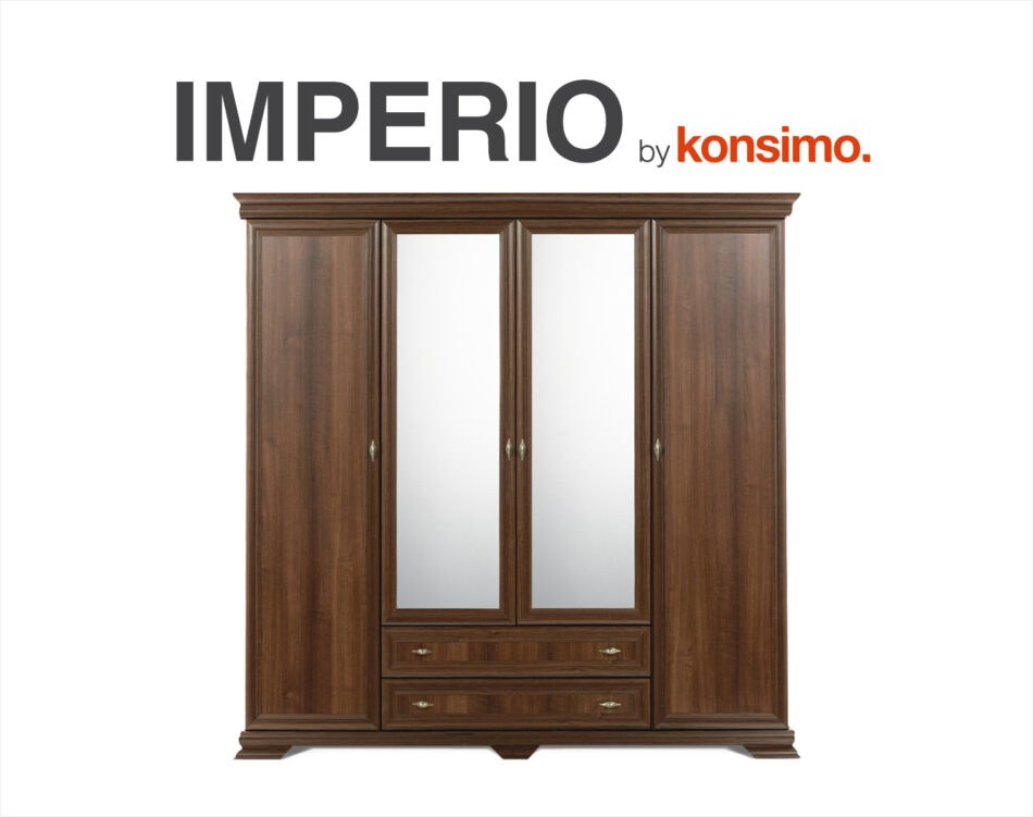 IMPERIO Szafa trzydrzwiowa z lustrem orzech - zdjęcie 10