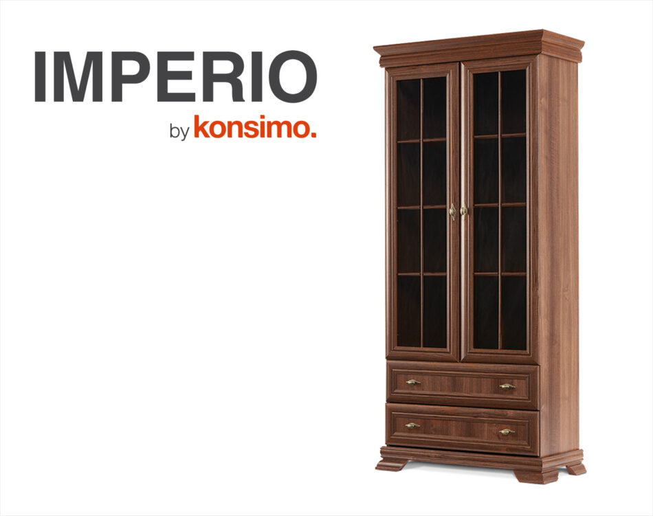 IMPERIO Szklana witryna do salonu orzech orzech - zdjęcie 7