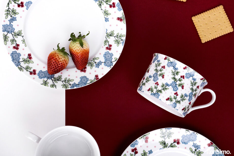 IRIS Talerz deserowy biały/niebieski/zielony/różowy - zdjęcie 1