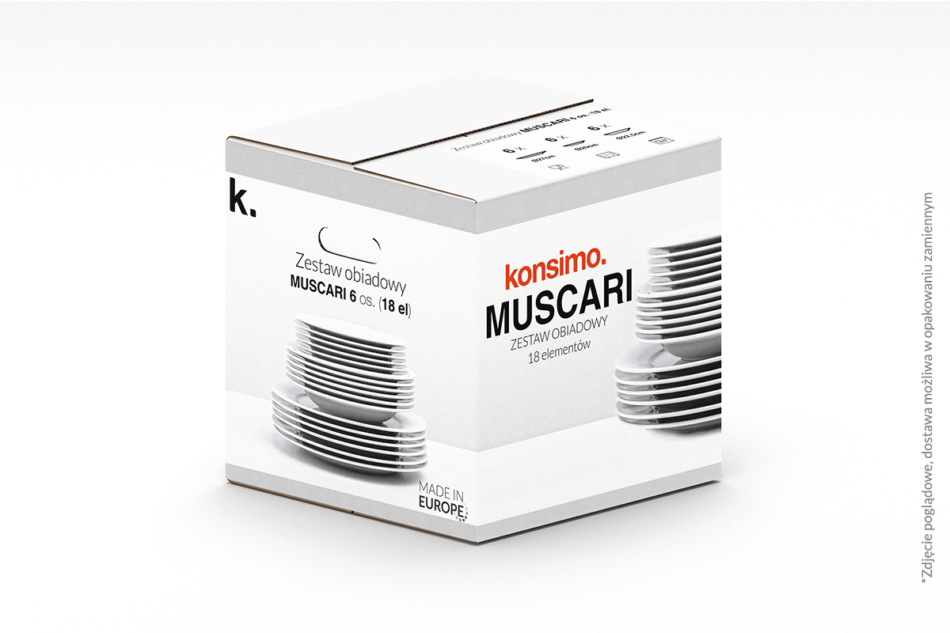 MUSCARI Zestaw obiadowy, 6 os. (18el) biały - zdjęcie 8