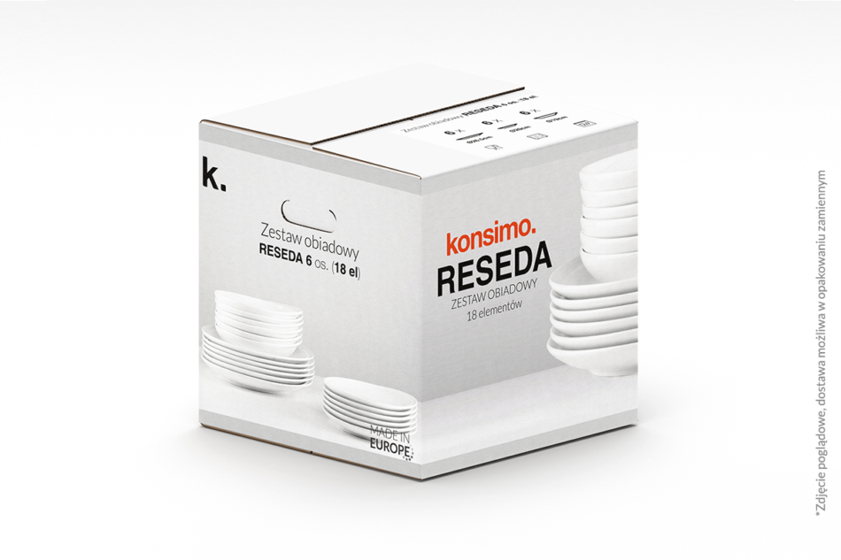 RESEDA Zestaw obiadowy, 6 os. (18el) biały - zdjęcie 6