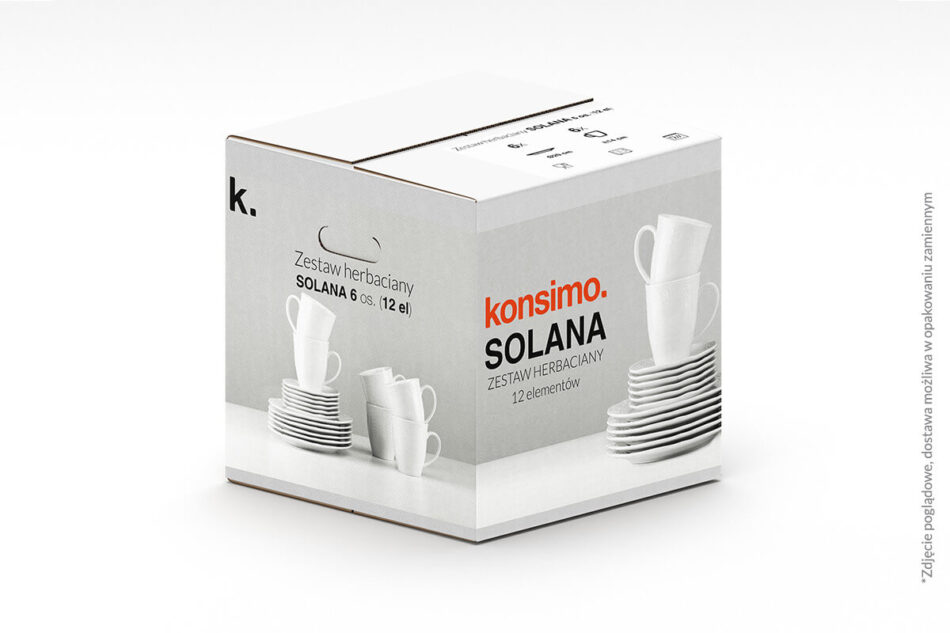 SOLANA Zestaw herbaciany, 6 os. (12 el.) kremowy - zdjęcie 5