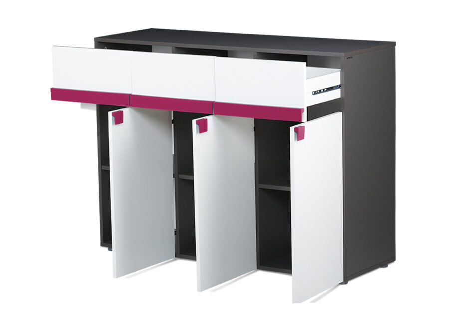 SHIBU Pojemna komoda dla dziecka grafit/biały/różowy - zdjęcie 3