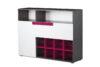 SHIBU Duża komoda dziecięca z półkami grafit/biały/różowy - zdjęcie 2