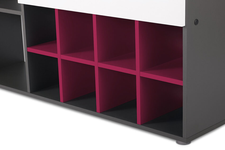 SHIBU Duża komoda dziecięca z półkami grafit/biały/różowy - zdjęcie 4