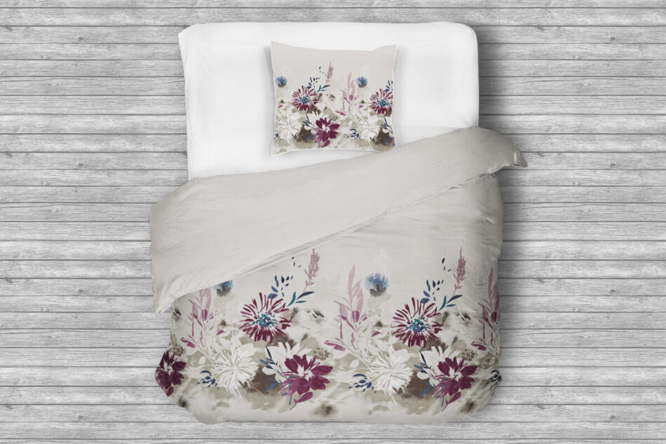 LANIUS Komplet pościeli z bawełny satynowej biały/szary/fioletowy - zdjęcie 3