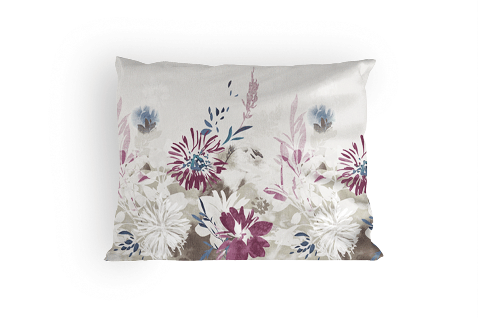 LANIUS Komplet pościeli z bawełny satynowej biały/szary/fioletowy - zdjęcie 1