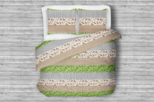 TERMES, https://dev1-mda.konsimo.pl/kolekcja/termes/ Komplet pościeli z bawełny biały/brązowy/zielony - zdjęcie