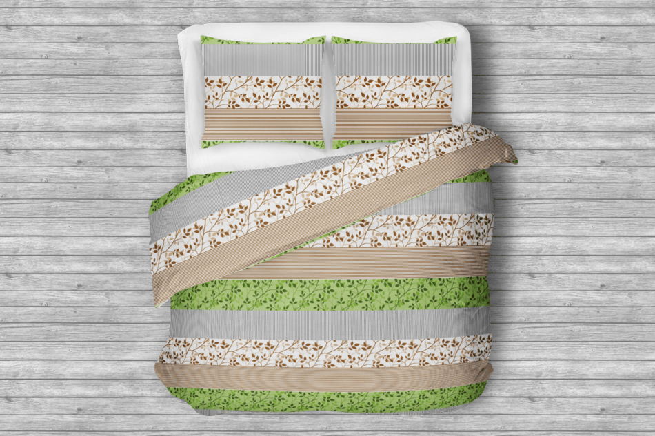 TERMES Komplet pościeli z bawełny biały/brązowy/zielony - zdjęcie 3