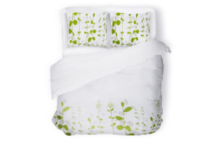 ERIGER, https://dev1-mda.konsimo.pl/kolekcja/eriger/ Komplet pościeli biały/zielony - zdjęcie