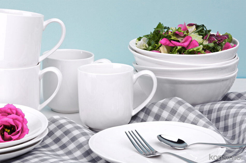 RESEDA Zestaw śniadaniowy, 4 os. (12 el) biały - zdjęcie 1