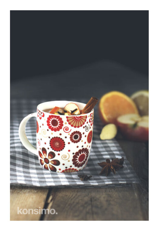 HILAR Kubek biały/czerwony/brązowy - zdjęcie 2