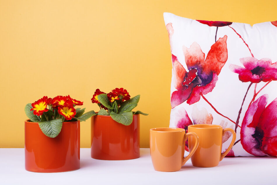 FLORE Poszewka na poduszkę biały/różowy - zdjęcie 1