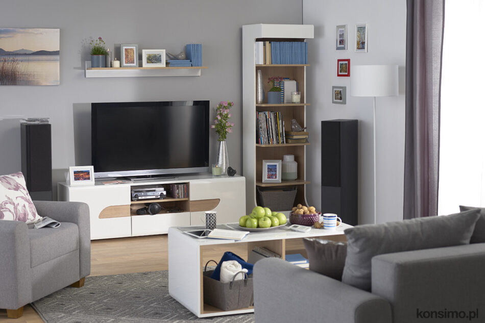 AVERO Regał dąb/szarobeżowy - zdjęcie 1