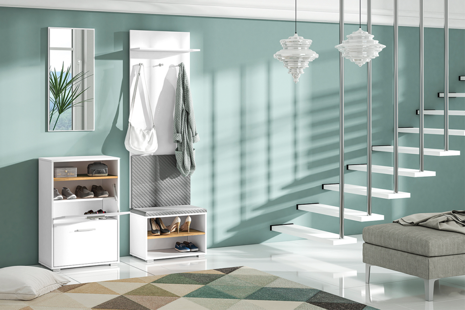 ERUCA Zestaw mebli do przedpokoju biały/dąb - zdjęcie 2