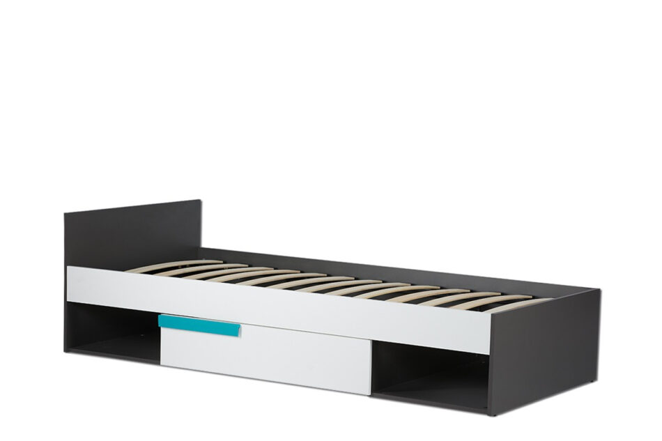 SHIBU Nowoczesne łóżko dla dziecka ze stelażem grafit/biały/niebieski - zdjęcie 5
