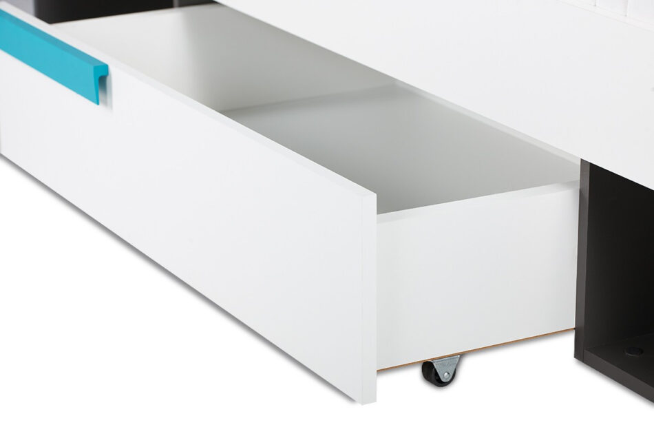 SHIBU Nowoczesne łóżko dla dziecka ze stelażem grafit/biały/niebieski - zdjęcie 6