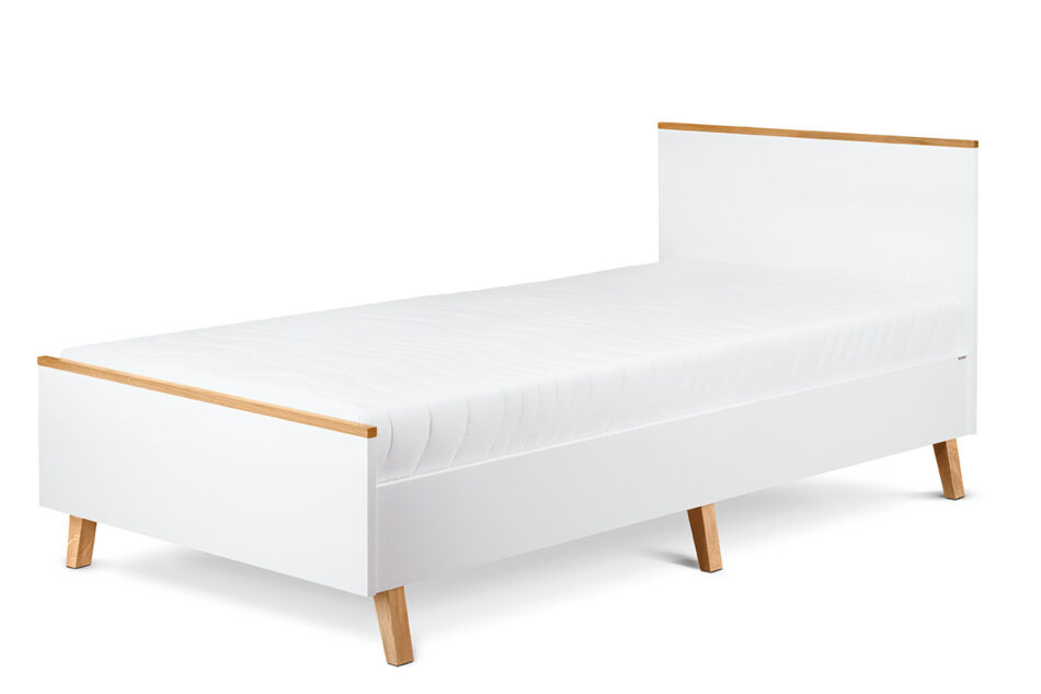 FRISK Łóżko pojedyncze skandynawskie 90x200 biały/dąb naturalny - zdjęcie 2
