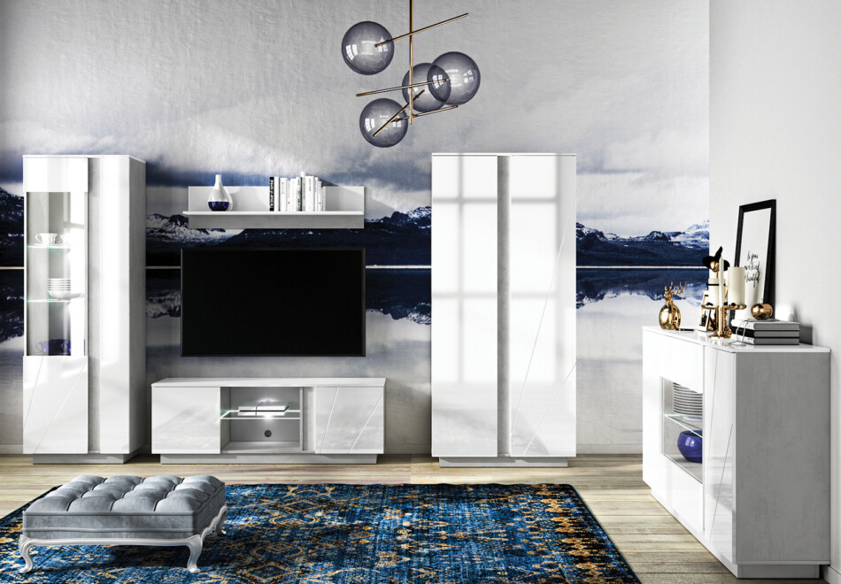 HOSTA Szafka RTV biały połysk - zdjęcie 8