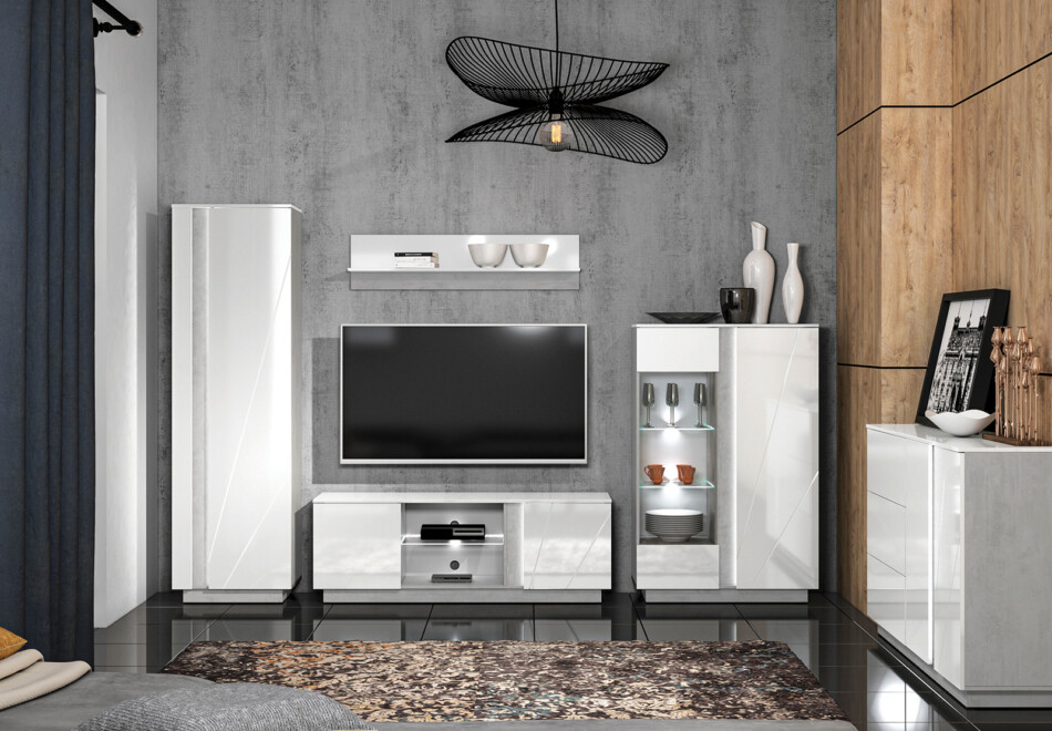 HOSTA Szafka RTV biały połysk - zdjęcie 10