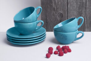 LUPIN, https://dev1-mda.konsimo.pl/kolekcja/lupin/ Zestaw herbaciany, 4 os. (8 el) turkusowy - zdjęcie