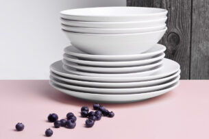 LUPIN, https://dev1-mda.konsimo.pl/kolekcja/lupin/ Zestaw obiadowy, 6 os. (18el) biały - zdjęcie