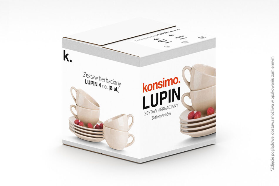 LUPIN Zestaw herbaciany, 4 os. (8 el) beżowy - zdjęcie 3