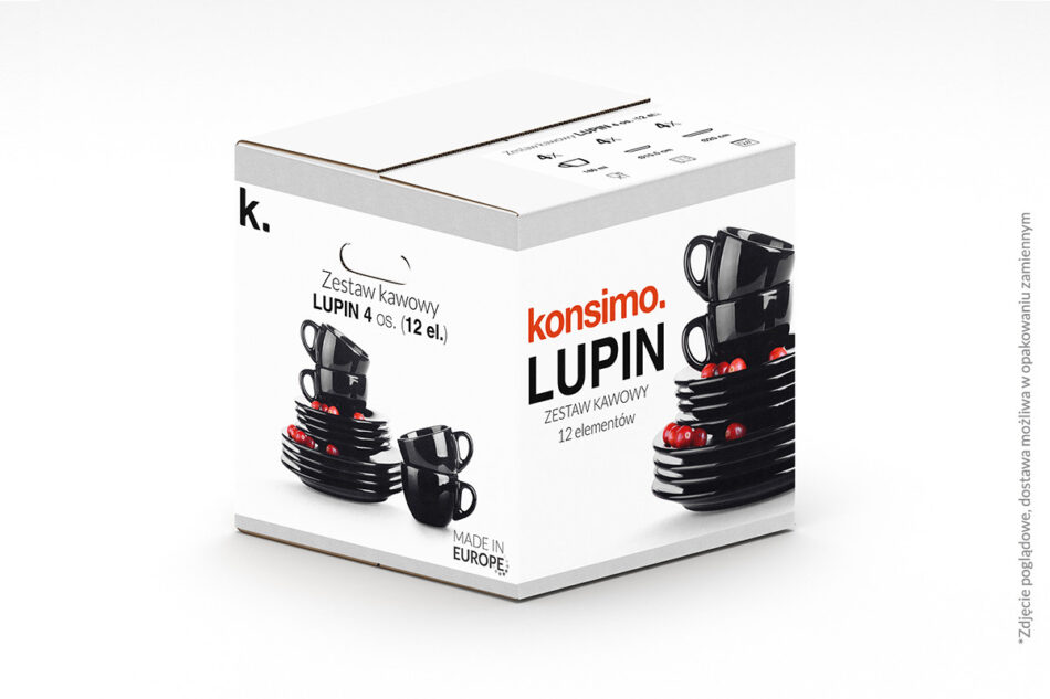LUPIN Zestaw kawowy, 4 os. (12 el) czarny - zdjęcie 3