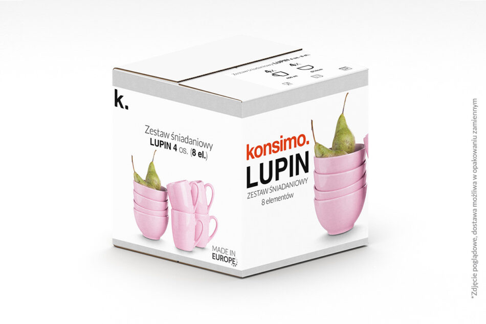 LUPIN Zestaw śniadaniowy, 4 os. (8 el) różowy - zdjęcie 3