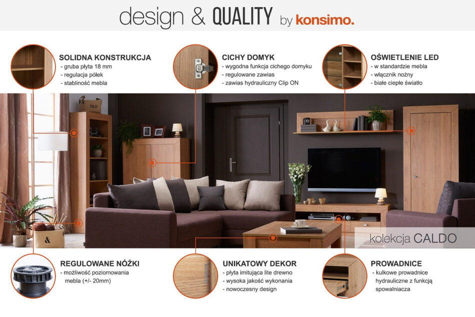 CALDO Półka wisząca dąb naturalny - zdjęcie 7