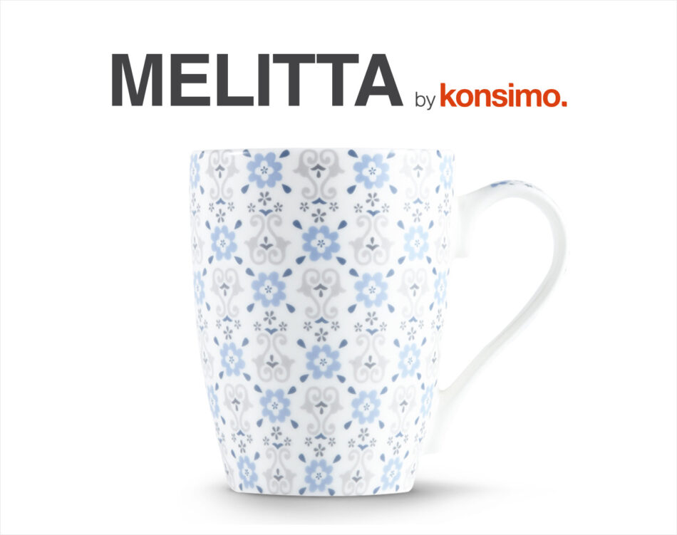 MELITTA Kubek biały/niebieski/szary - zdjęcie 2