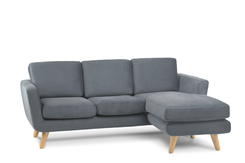 TAGIO Szary skandynawski narożnik z pufą / otomaną prawy szary - zdjęcie 1