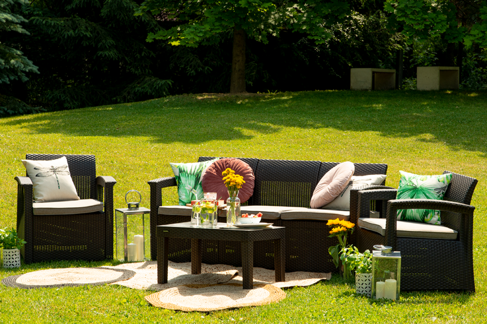 NEOMENS Zestaw mebli ogrodowych (3,1,1,st.) brązowy/beżowy - zdjęcie 20