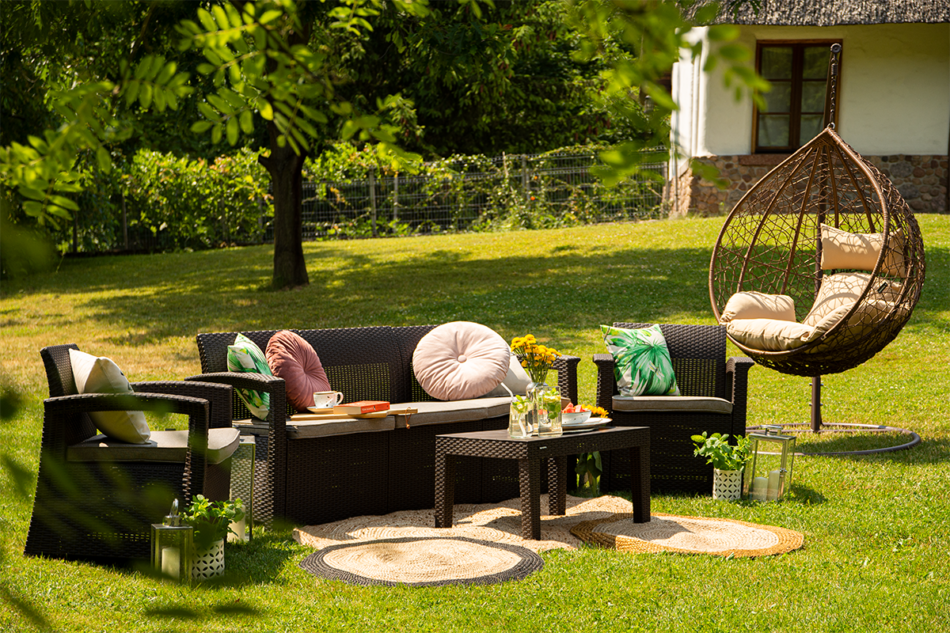 NEOMENS Zestaw mebli ogrodowych (3,1,1,st.) brązowy/beżowy - zdjęcie 17