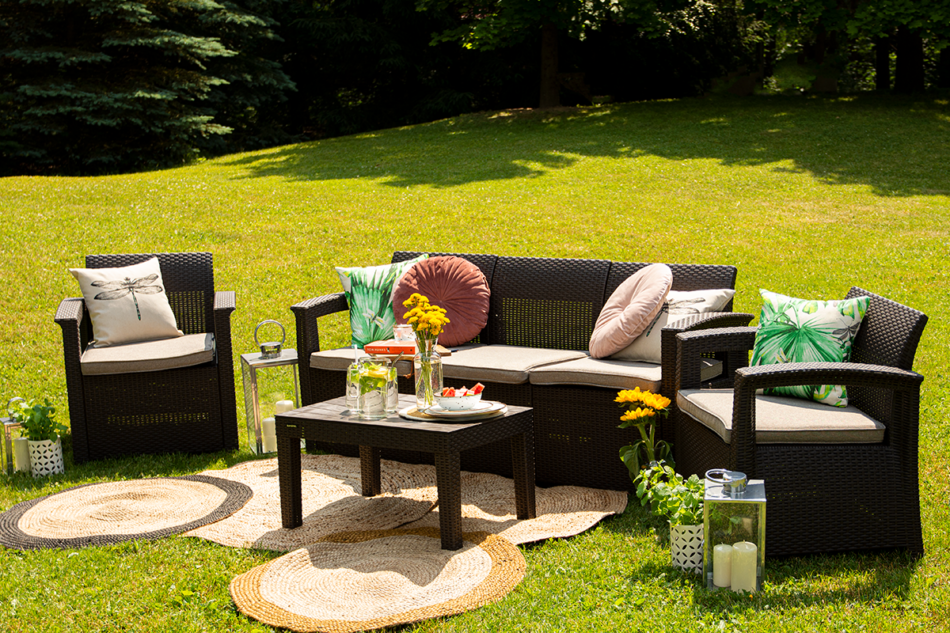 NEOMENS Zestaw mebli ogrodowych (3,1,1,st.) brązowy/beżowy - zdjęcie 19