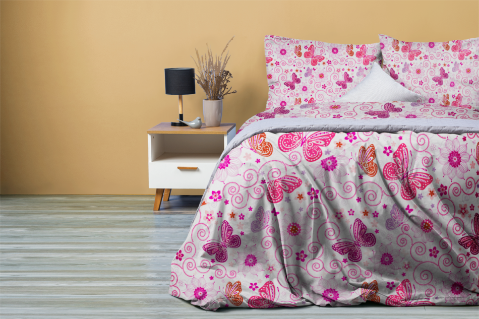 PILIO Komplet pościeli z bawełny biały/różowy/fioletowy - zdjęcie 3