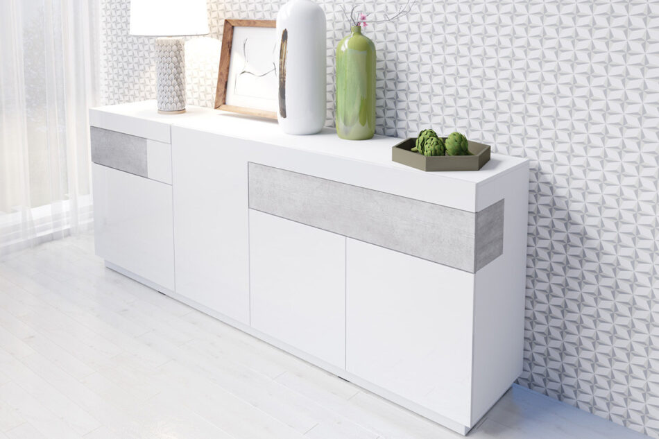 SILKE Komoda biały połysk/szary - zdjęcie 1