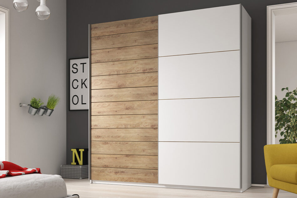 GALAXY Szafa ubraniowa biały/jasny dąb - zdjęcie 1