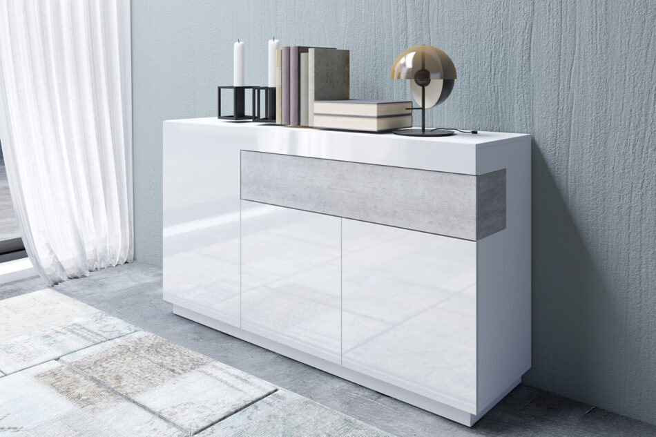 SILKE Komoda biały połysk/szary - zdjęcie 1