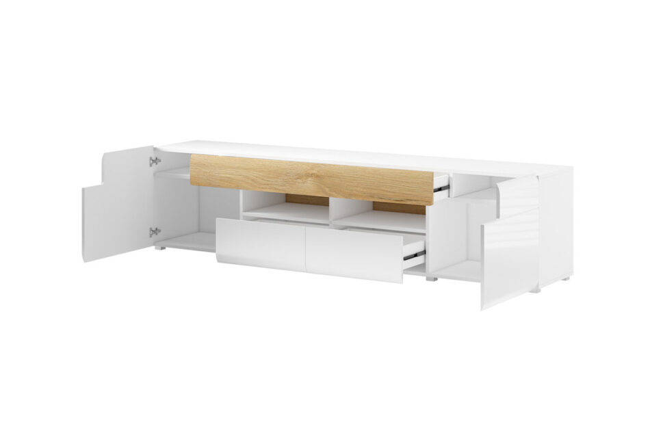 TOLEDO Szafka RTV biały/jasny dąb - zdjęcie 1