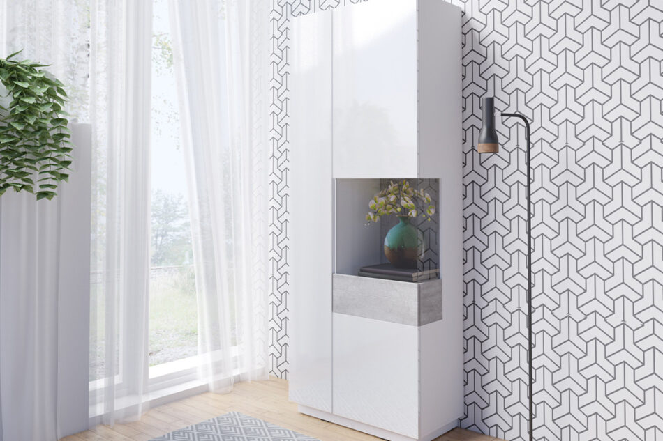 SILKE Witryna Prawa biały połysk/szary - zdjęcie 1